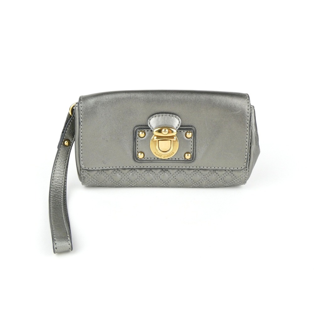 Marc‎ Jacobs Pewter Leather Wristlet
